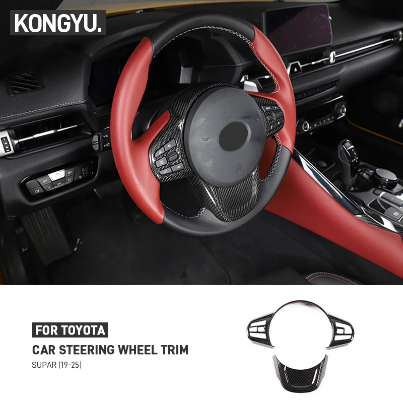 

For Toyota GR Supra A90 A91 MK5 2019-2025 Real Dry Carbon Fiber Car Steering Wheel Panel Frame Cover Trim Sticker Accessories