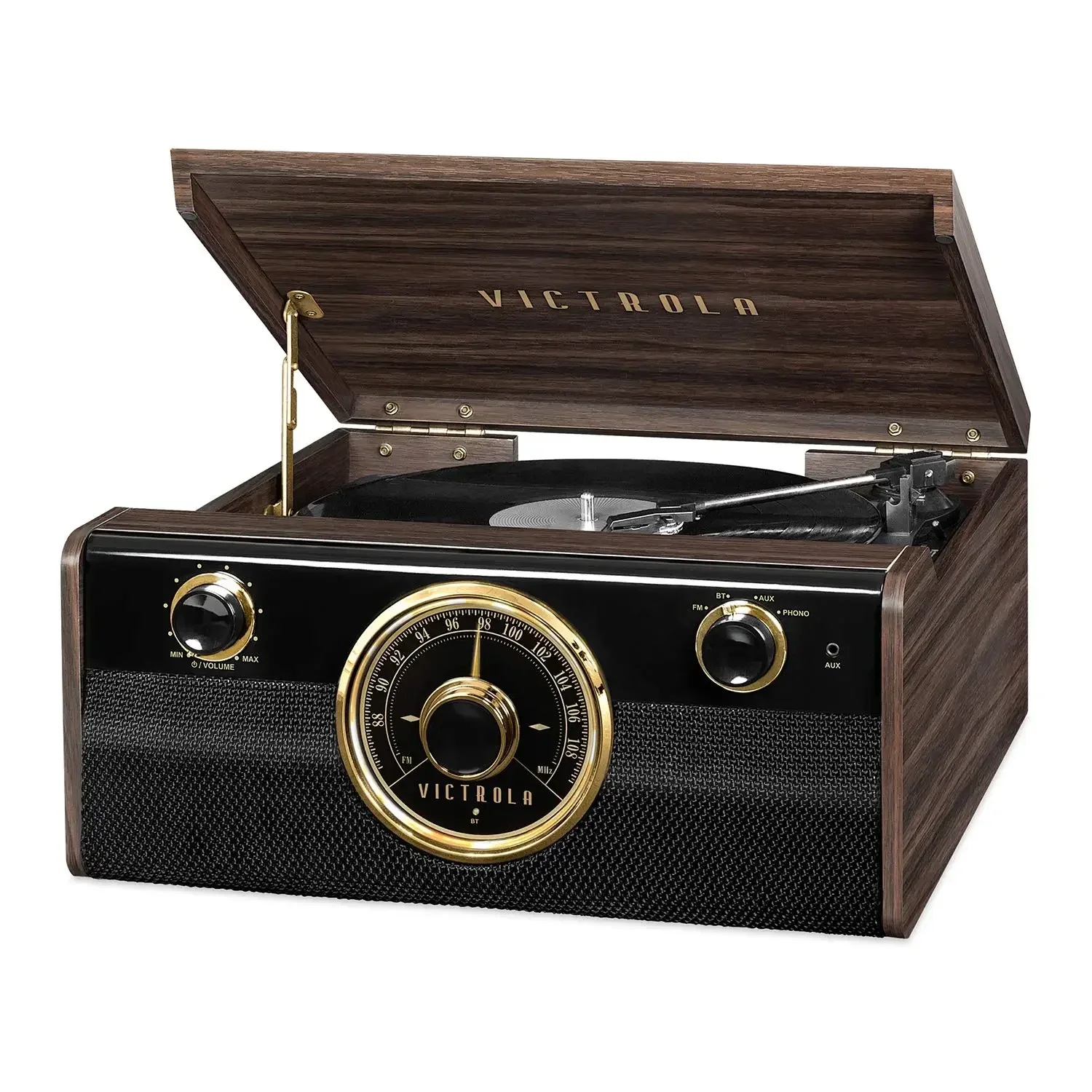 

Victrola American retro vinyl record player home jukebox radio Liuhe Bluetooth CD cassette.
