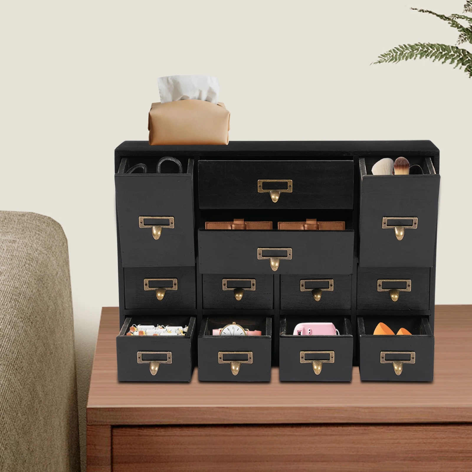 

12 Mesh Desktop Drawer Cabinet - Black For Home Living Room To Store