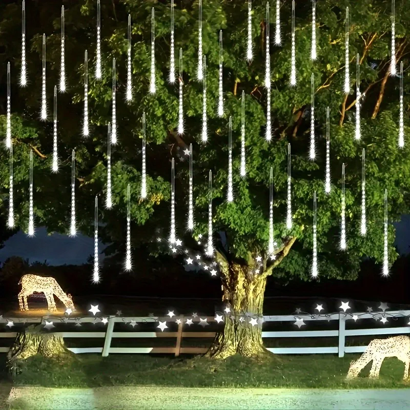 30/50cm USB LED Meteor Shower Lights Falling Rain Drop Fairy String Light for Christmas Party Garden Holiday Decorations