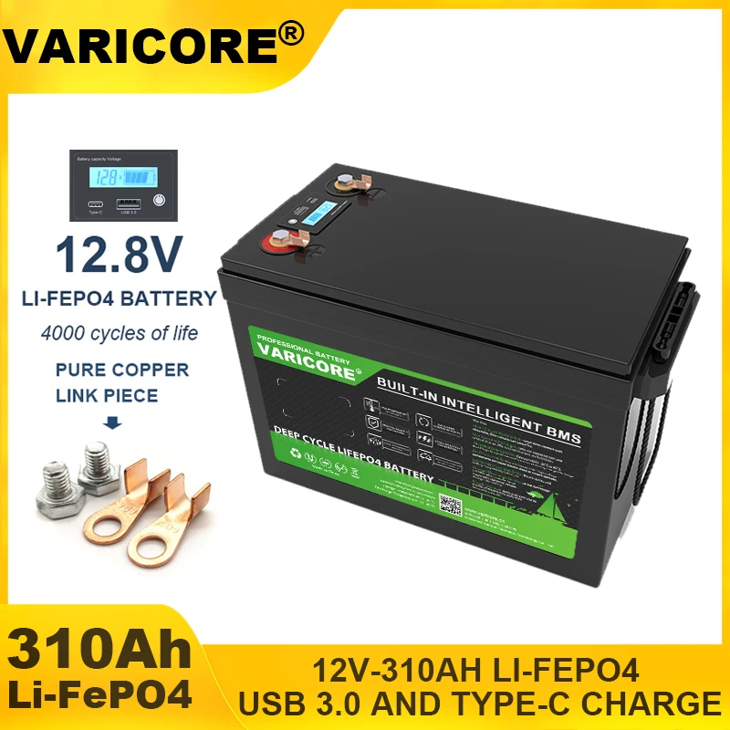 VariCore 12.8V/24v 310ah 280ah 180Ah 120AH 100ah LiFePO4 Battery 25.6v 12V Lithium Iron Phosphate for RV Touring car Solar Wind