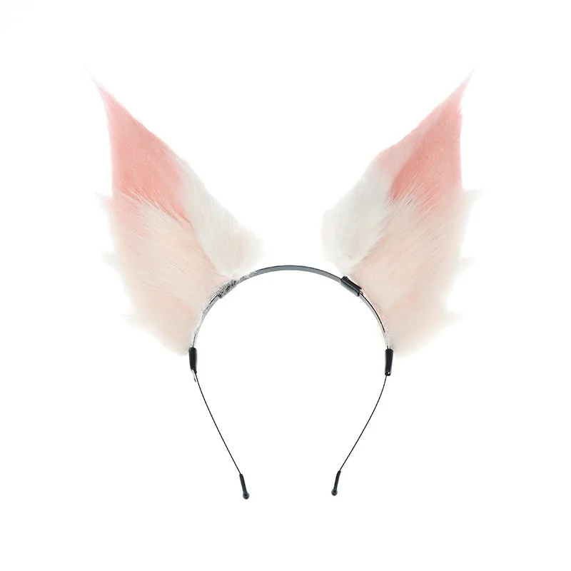 Cute Fox Ears Headwear Anime KC Cosplay Costume Accessories for Live Stream Stage Performance Realistic Plush Animal Headband 5