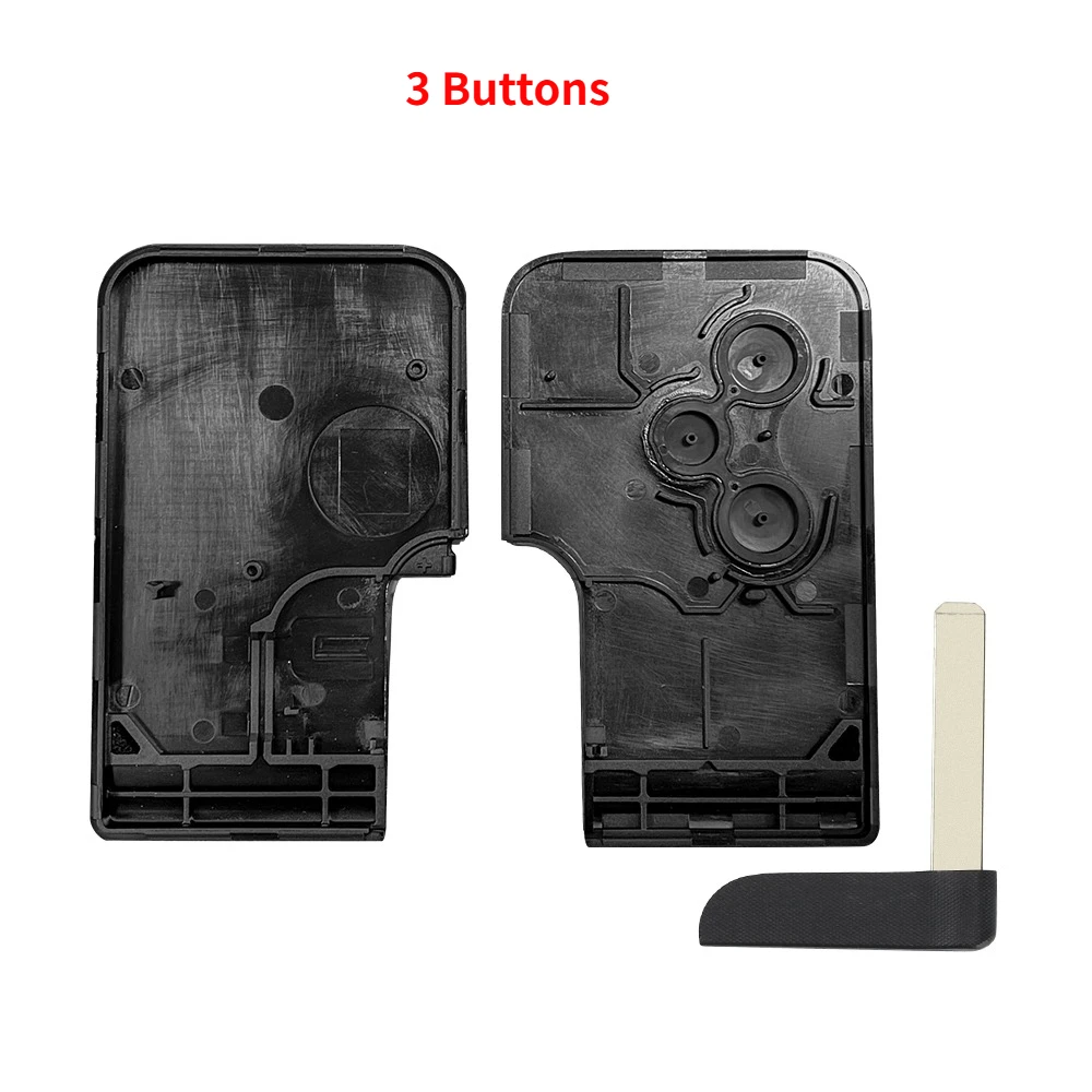 KEYYOU 3 4 Buttons Smart Card For Renault Clio Logan Megane 2 3 Koleos Scenic Card Case Black Car Key Shell With Small Key Blade