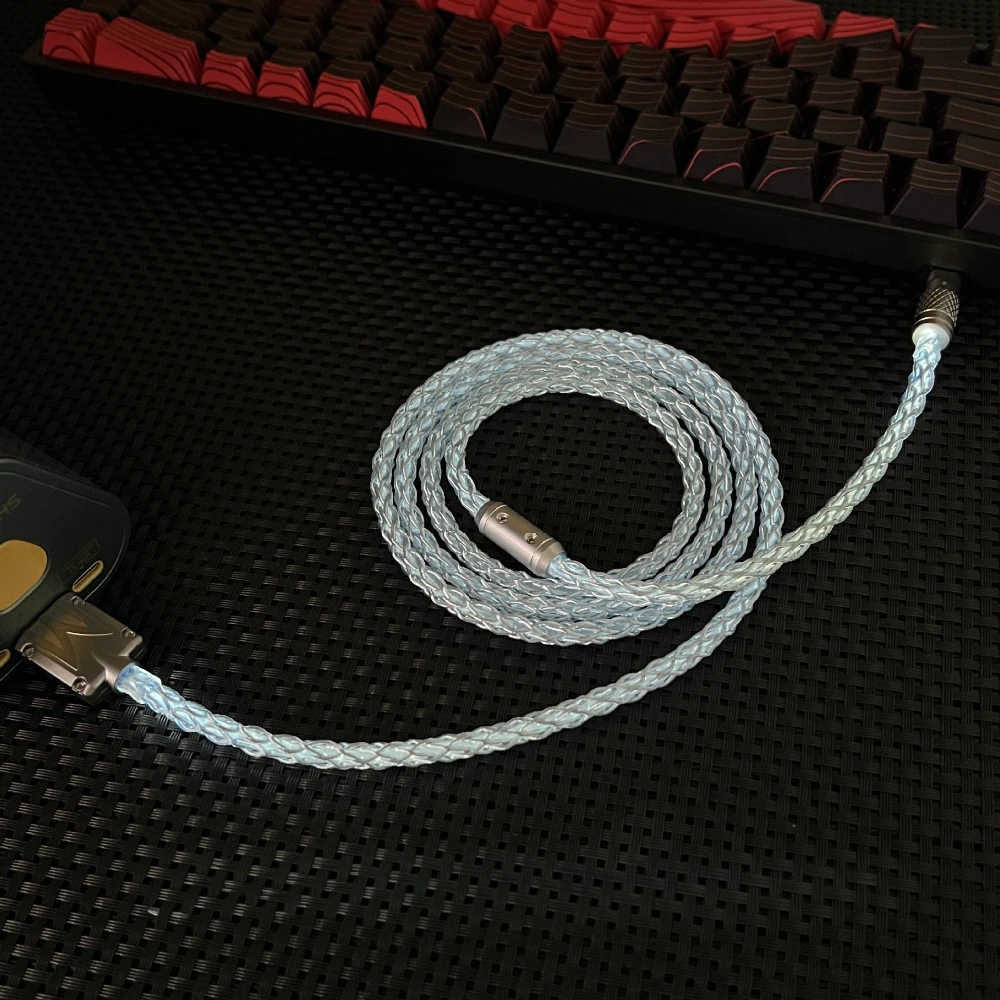 DIY ręcznie robione metalowe USB typu C świecące białe światło 8K do gier oś magnetyczna klawiatura mechaniczna kabel do ładowania przesuwana klamra — zdjęcie produktu 4