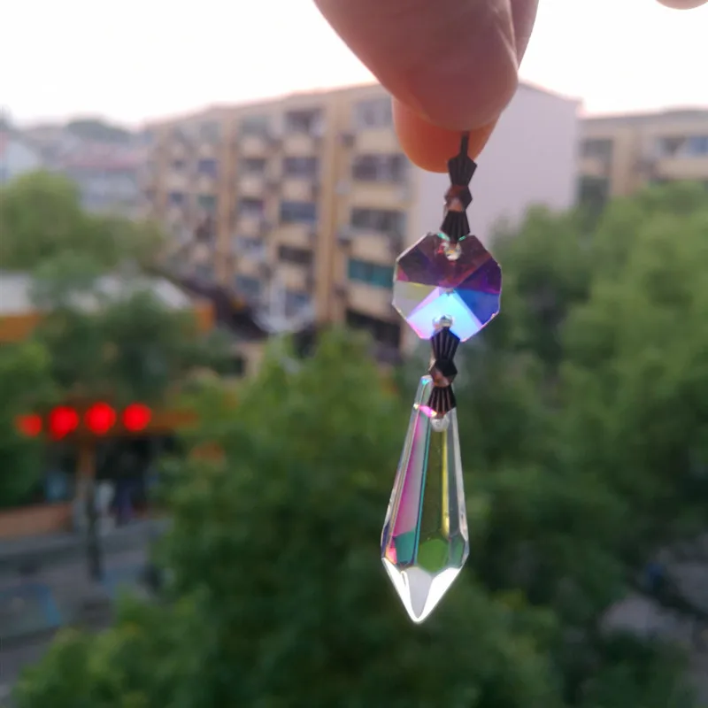 Najwyższa jakość 4 sztuk/partia 38MM K9 AAA Rainbow kolor kryształ Faceted żyrandol wisiorki darmowe pierścienie wiszące Diy Suncatcher dekoracji