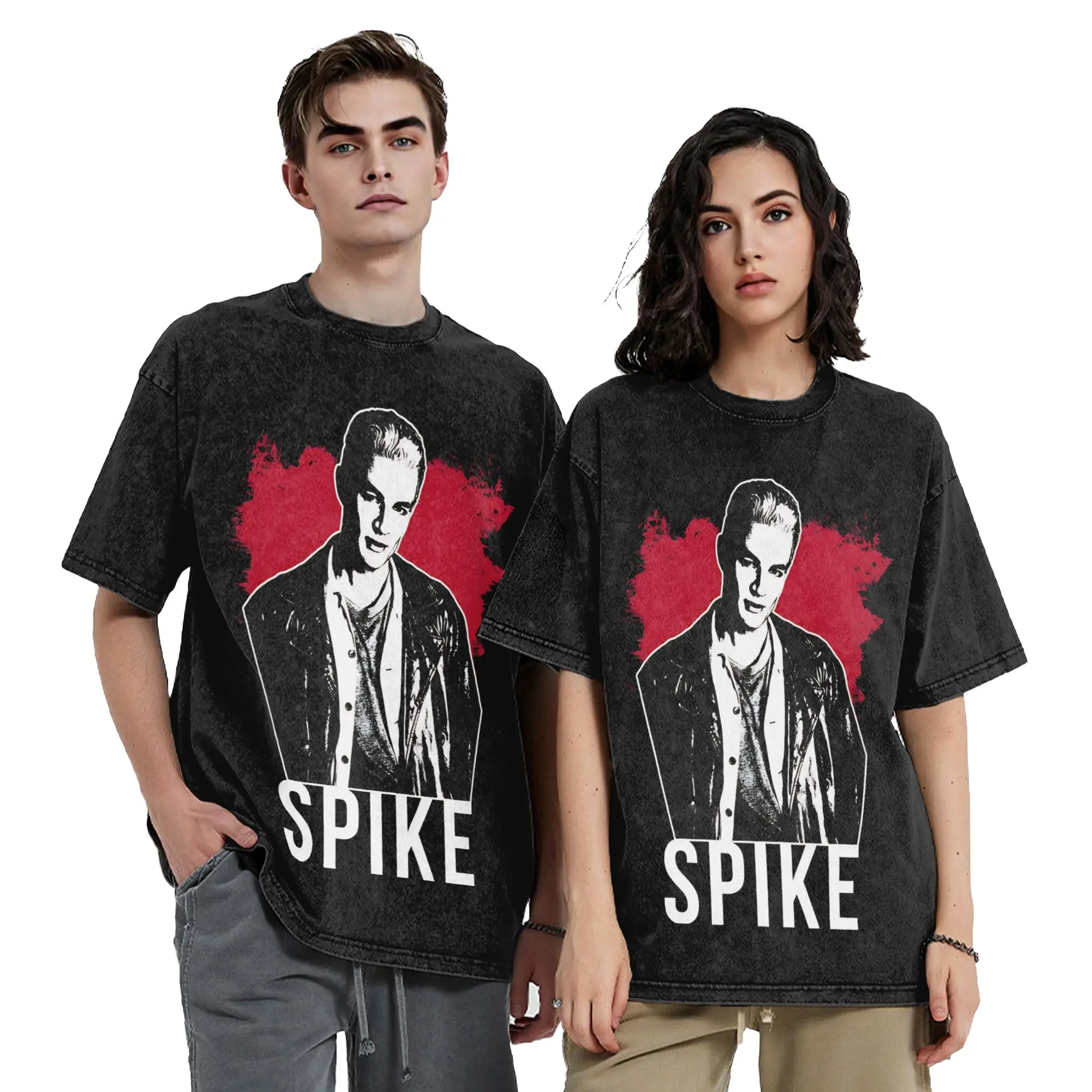 Spike Buffy the Vampire Slayer Washed T Shirts Streetwear Vintage T-Shirts  Tee Shirt for Men Women Short Sleeve Street Printed