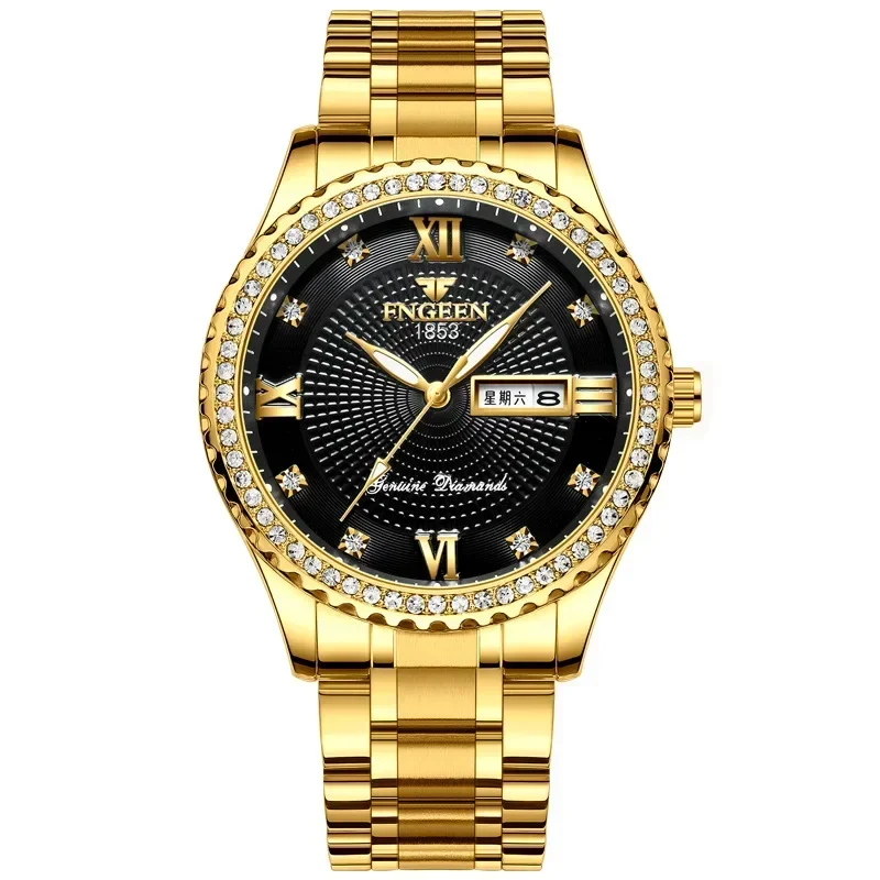 Mens Quartz Watch Man Military Watch Steel Dual Display Calendar Week Date Waterproof WristWatches Dropshipping Wholesale