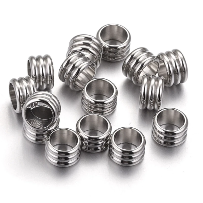 20 Pieces Stainless Steel Drum Spacer Beads Combination Charm Making Loose Beads