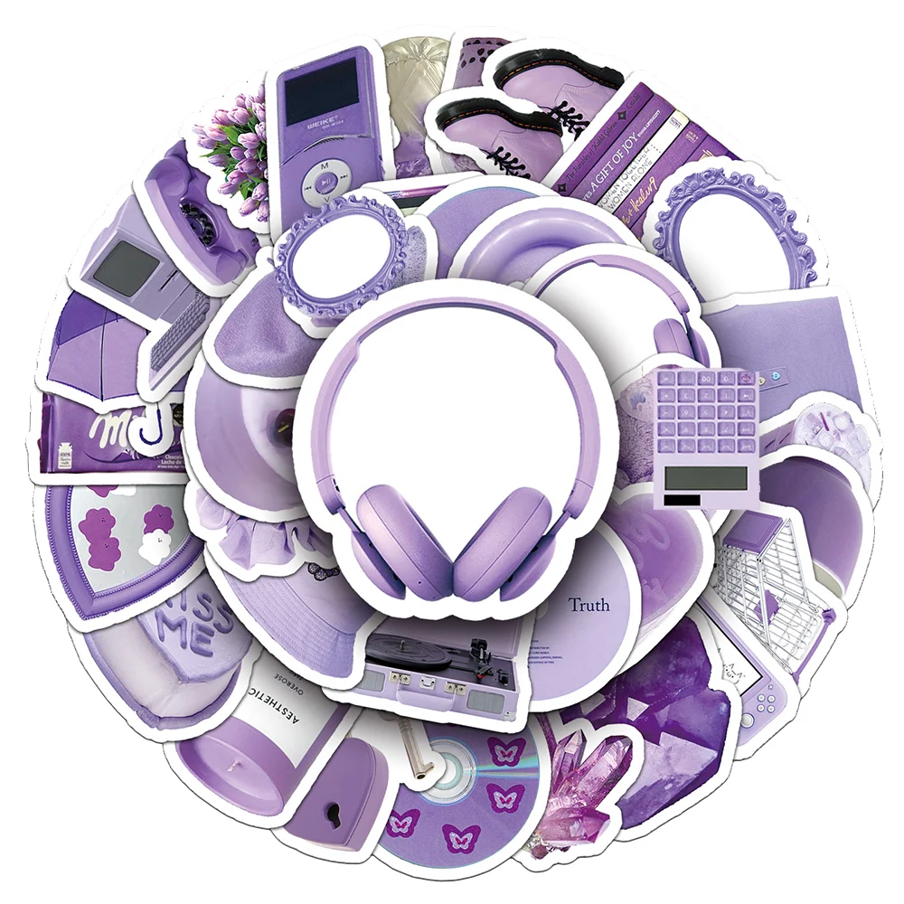 10/30/50pcs Cute Cartoon Purple INS Style Graffiti Stickers Aesthetic Decals Toys DIY Motorcycle Laptop Helmet Sticker for Gifts