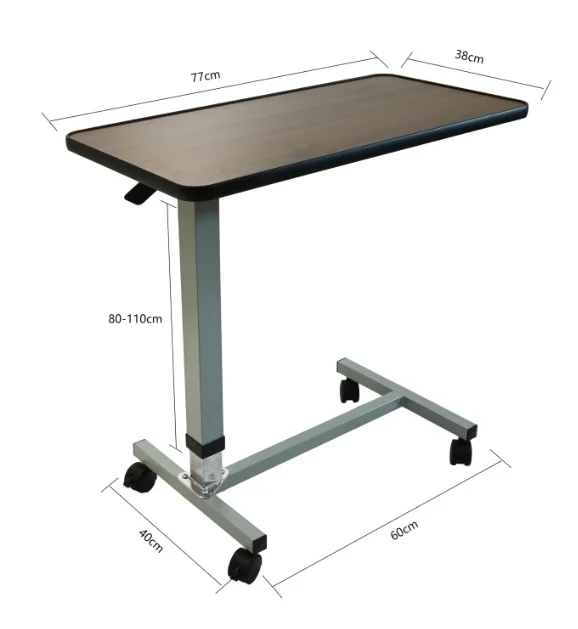 طاولة طعام مستشفى تجارية مخصصة للبيع بالجملة طاولة طعام مستشفى قابلة للتعديل مع عجلات لكبار السن #6