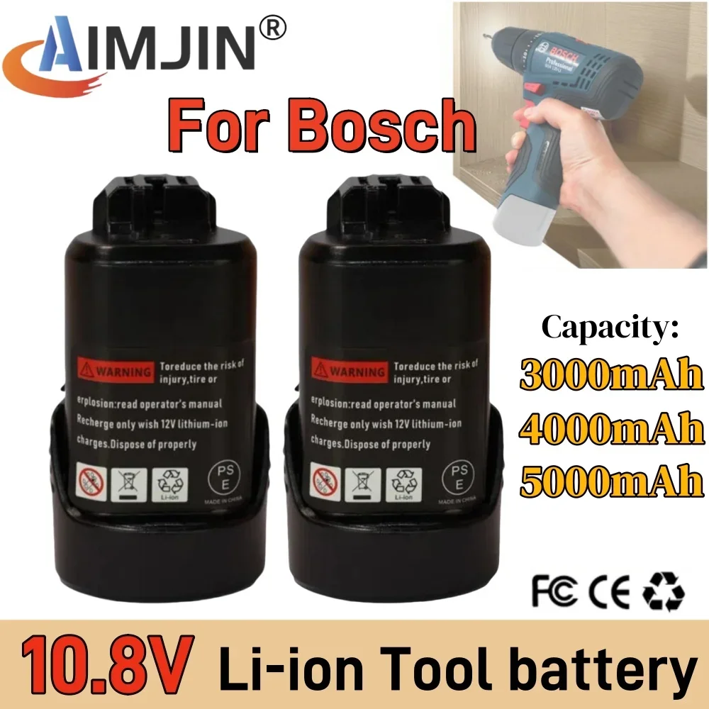 

New 10.8V Li-ion 3000/4000/5000mAh Rechargeable Power Tool Battery for BOSCH Cordless Electric Screwdriver BAT411 BAT412 BAT4