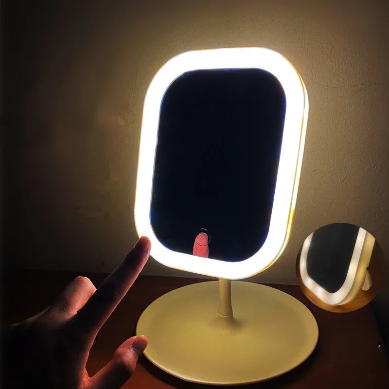 Led Makeup Celebrity Beauty Mirror with Lamp Desktop Vanity Mirror Dormitory Usb Charging Fill Light Mirror