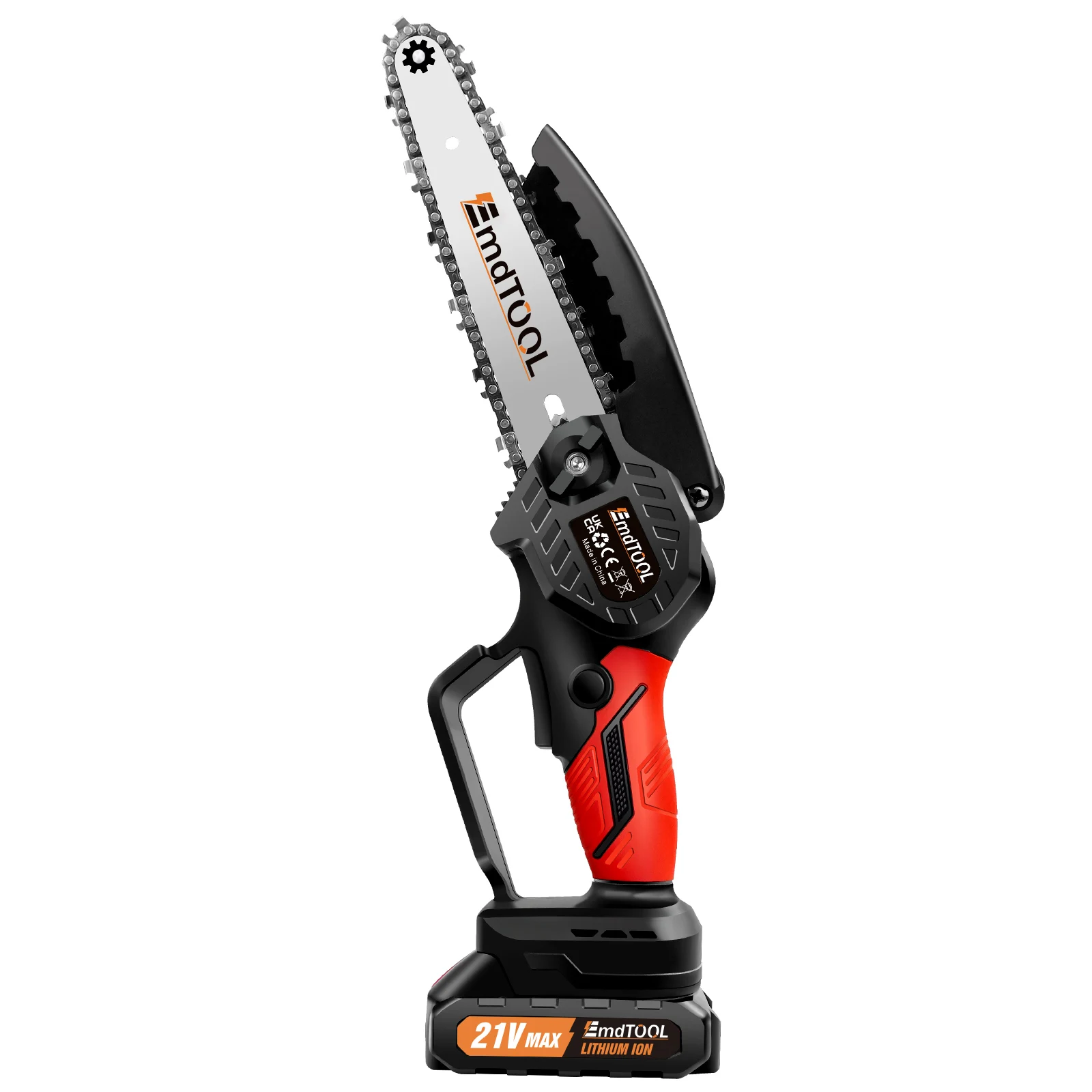 700W 21V Akku-Kettensäge 6 Zoll, 1,5Ah Akku, Reinkupfermotor, 3500 U/min, 2 X Legierungsstahlketten, zum Schneiden und Beschneiden – Detail 11