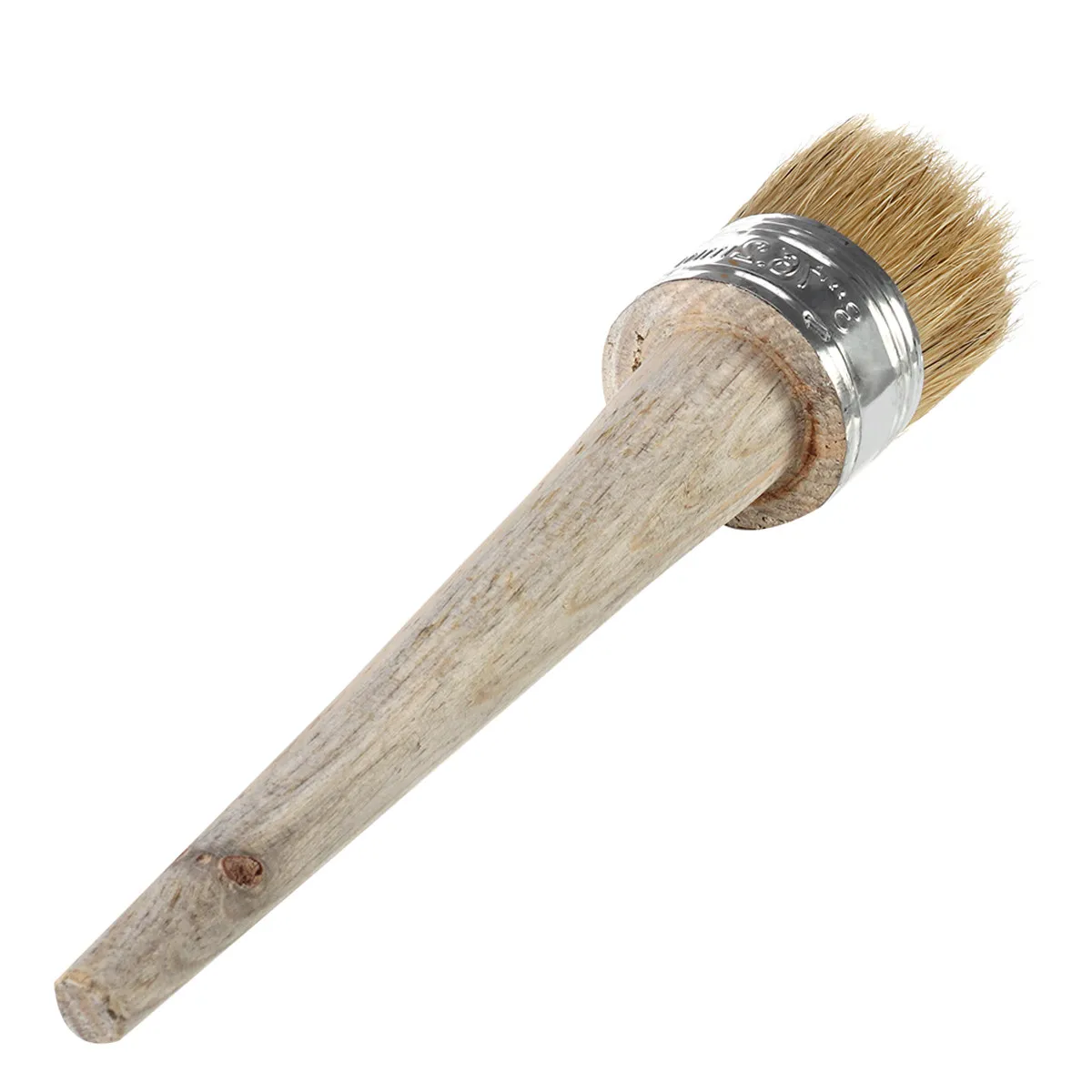 Paint Wax Brush Round Head Natural Bristles 1.5 Inch Large Diameter Ergonomic Handle Precise Furniture Painting Waxing