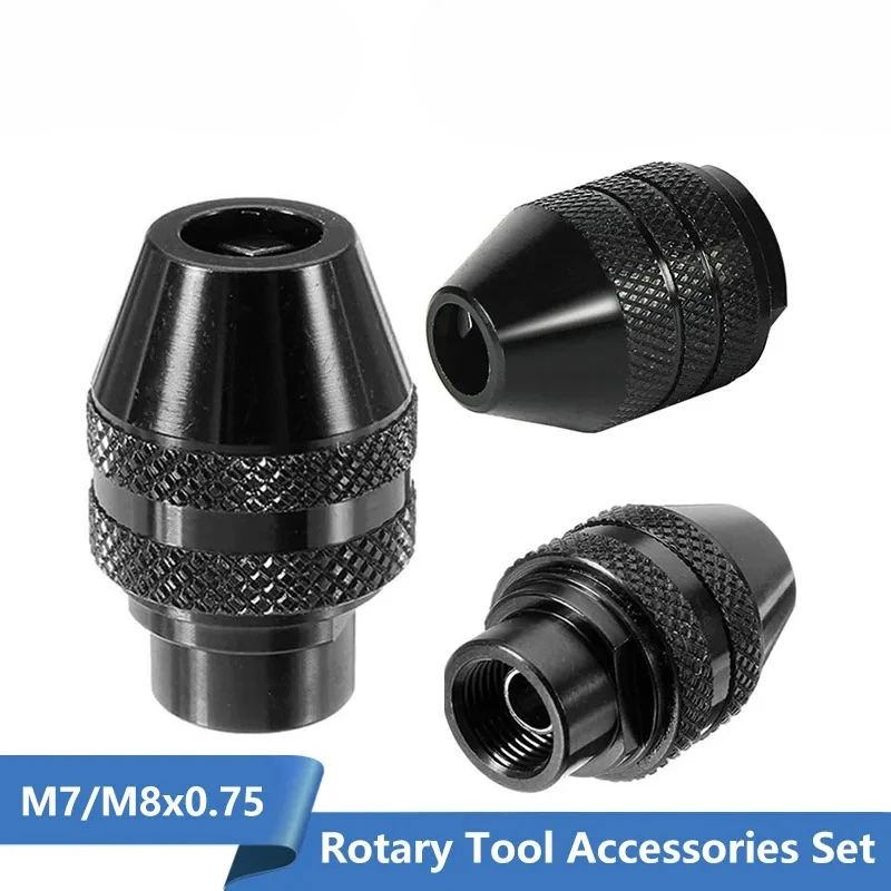 Drill Chuck M7 M8 0.3-3.2mm Keyless Impact Driver Adaptor Electric Micro Motor Clamp Mini Chuck Fixture Drill Bits Adapter