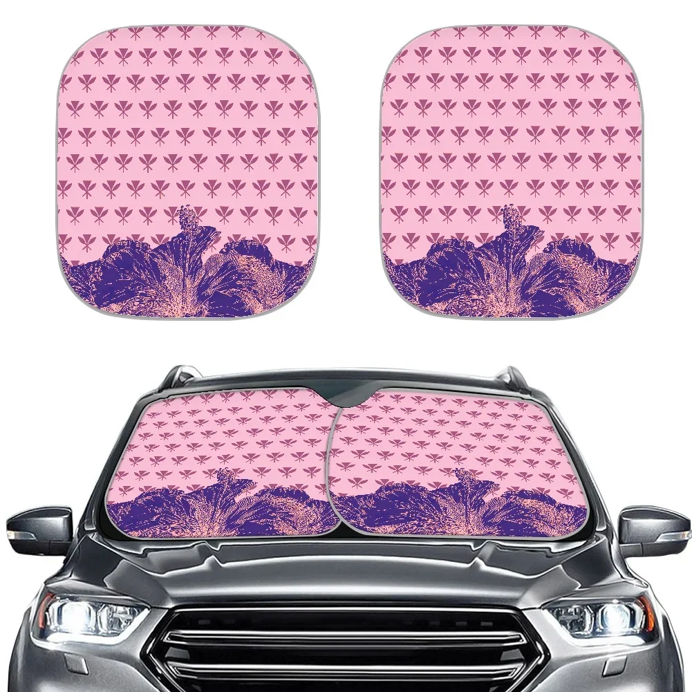 

Kanaka Maoli Hawaii Flower Purple Design Car Windscreen Sunshade 2 Pack Front Foldable Car Interior Accessories for Sun Heat
