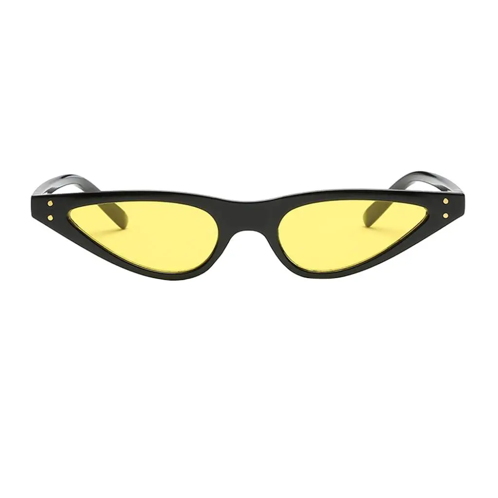 2-6pack Women Retro Triangle Cateye Sunglasses Eyewear Black Frame & yellow lens