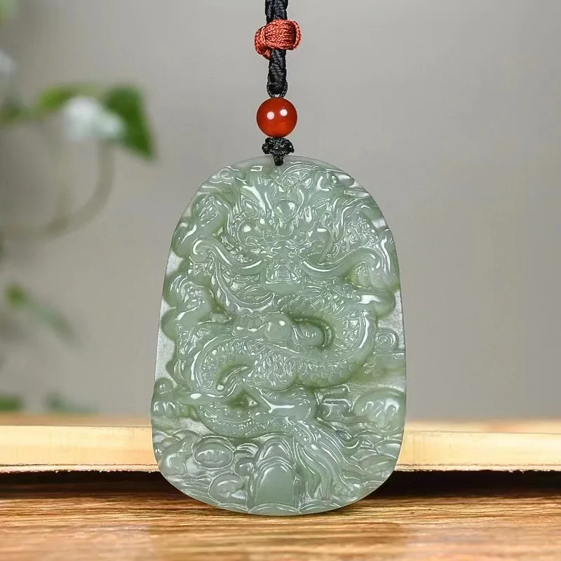 

High Quality Natural Hetian Jade Lake Green Longteng Shengsi Haipei Men's and Women's Zodiac Pendant