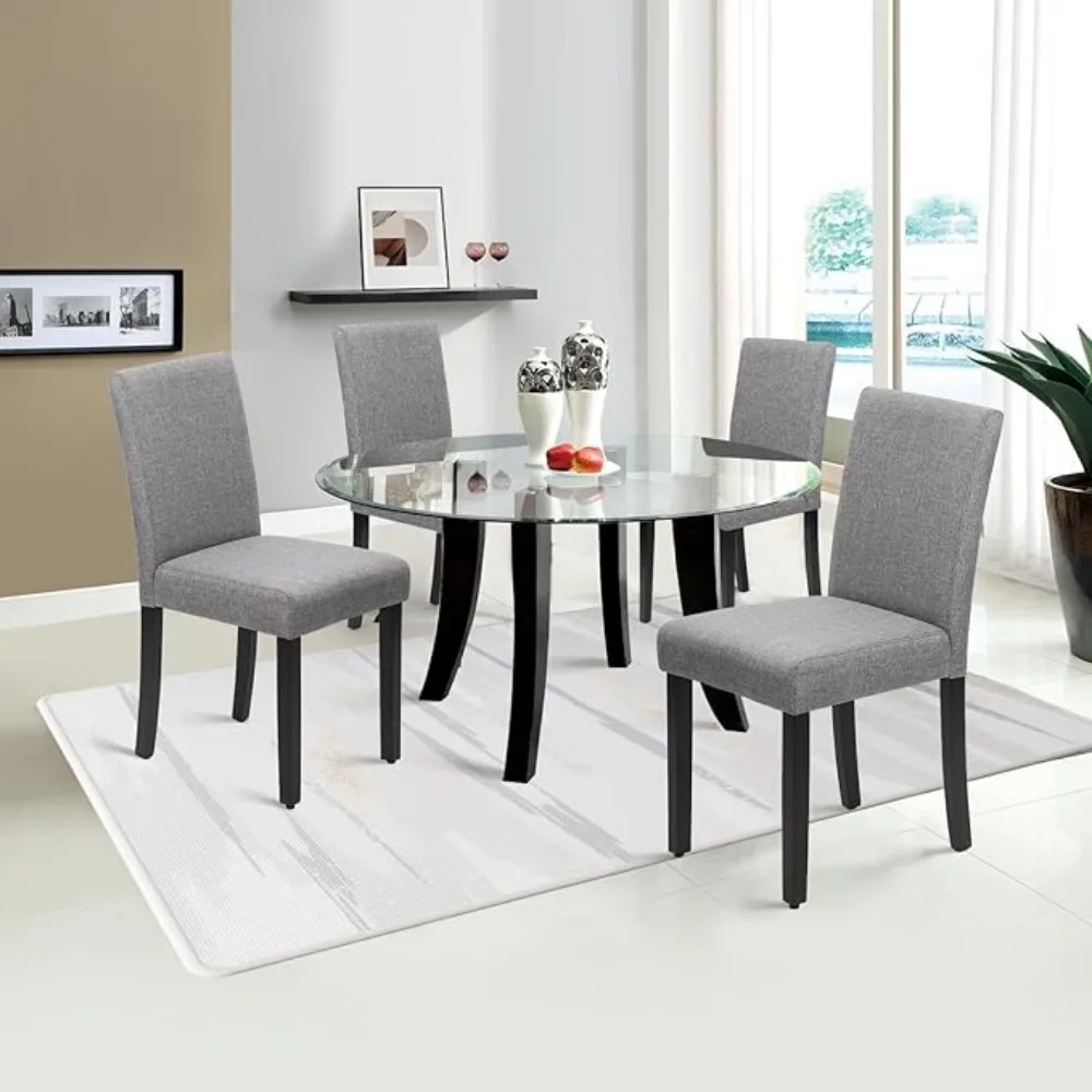 Dining Chairs Set of 4, Upholstered Fabric Side Chair Ergonomic High Back Armless with Wood Legs and Padded Seat for Home Kitche