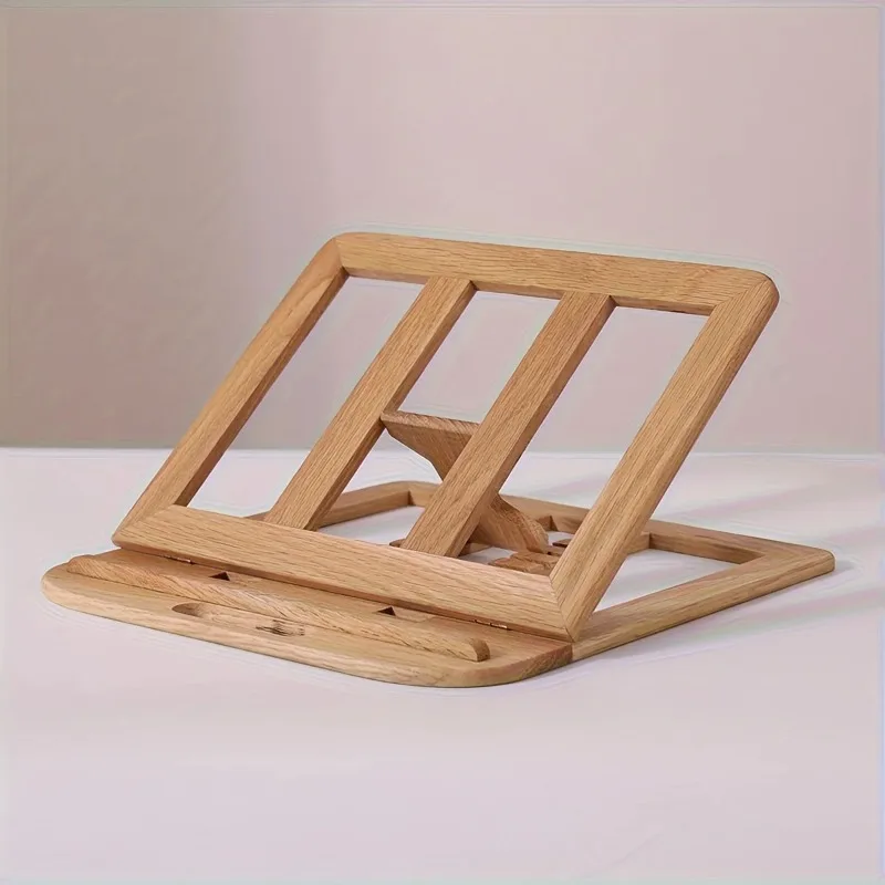 Wooden Adjustable Laptop Stand, Multi-Angle Foldable Cooling Stand, Portable Universal Holder for Home Office Reading