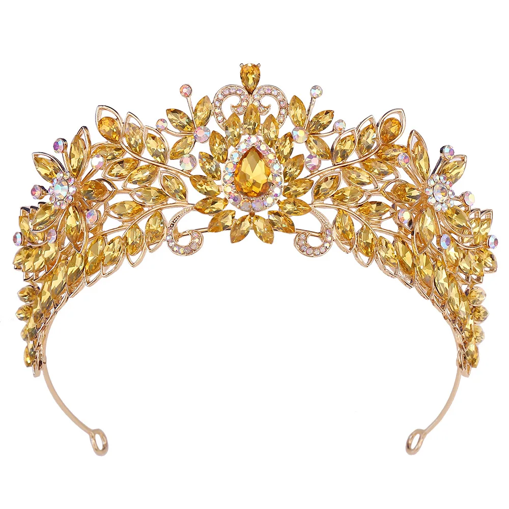 New crystal crown tiara, bridal hair accessories, high-end European and American crown, birthday wedding, cross-border