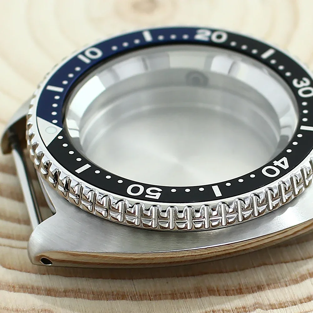 SKX 45mm NH35 Watch Case Sapphire Crystal For Seiko Mod NH35 NH36 4R Movts SRPD Steel Watch accessories Parts Turtle Abalone view 5
