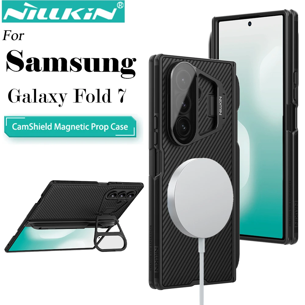 

Nillkin for Samsung Galaxy Z Fold 7 Magnetic Flip Cover Camera Stand Phone Case Lens Protective Back Cover (S Pen version)