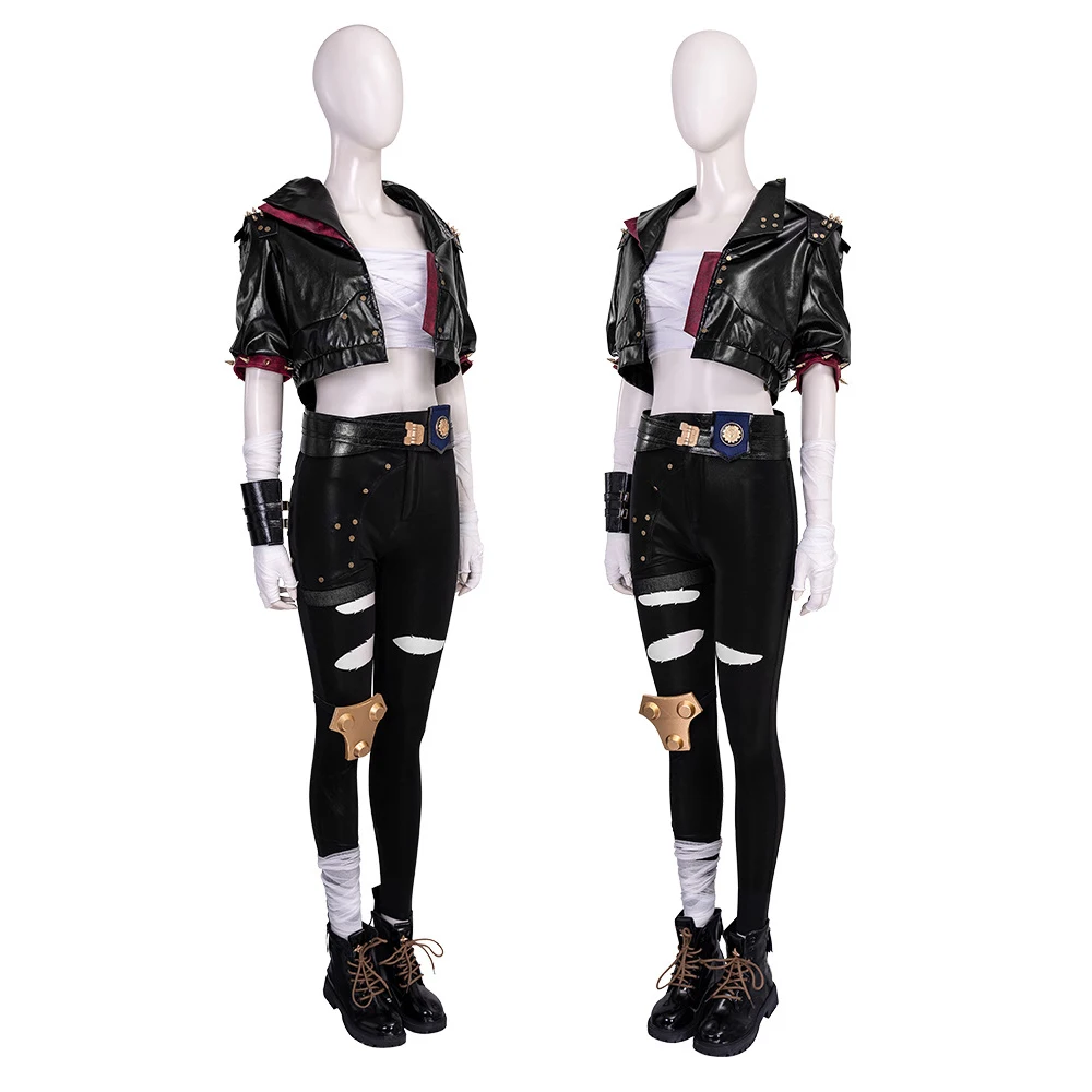 Game LOL Vi Cosplay The Piltover Enforcer Costume Women Sexy Punk Coat Tube Top Pants Full Set Hallowmas Christmas Outfits