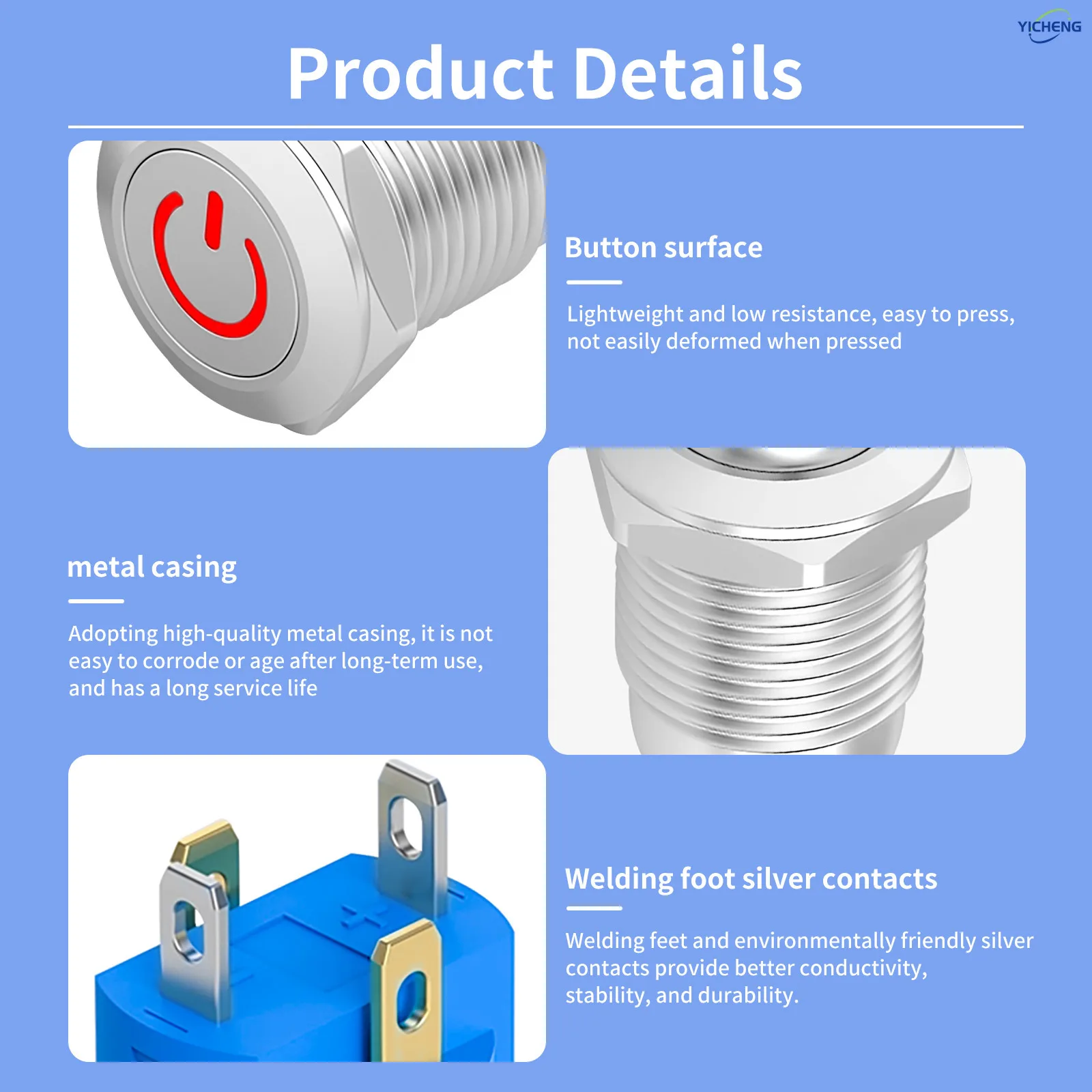 10 قطعة 16 مللي متر مفتاح زر من الفولاذ المقاوم للصدأ ، مقاوم للماء IP67 ، LED مصباح الجهد 3 فولت ~ 220 فولت اختياري التيار المتناوب/تيار مستمر. سلك المقبس