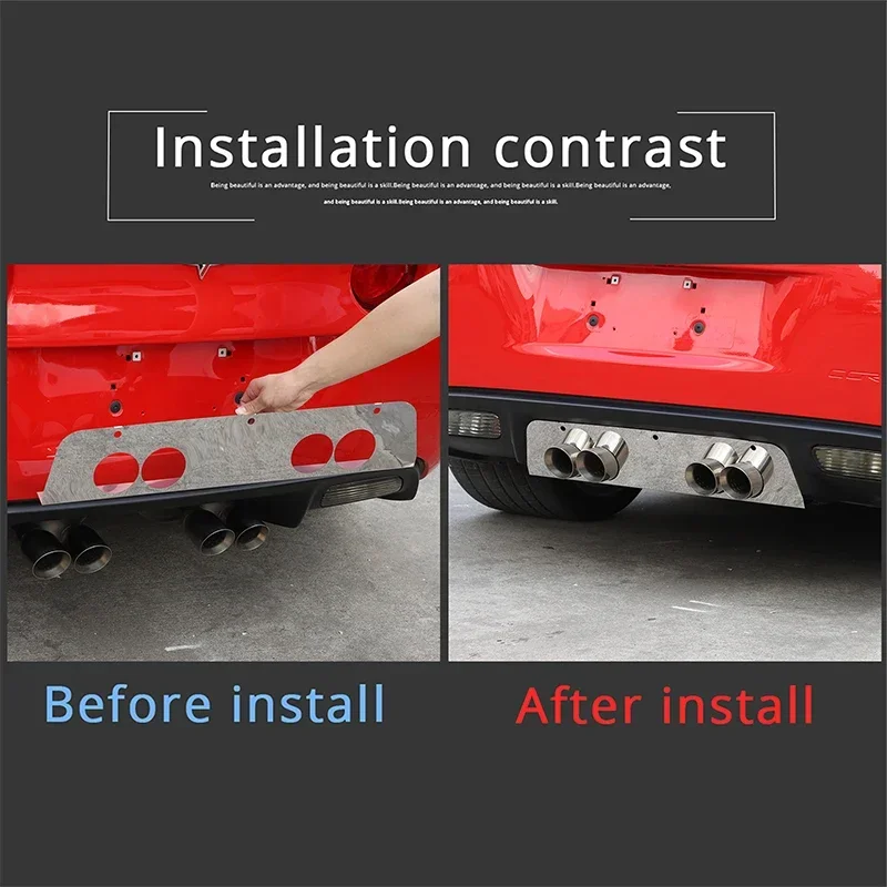 1Pcs Stainless Steel For Chevrolet Corvette C6 2005-2013 Car Tail Throat Exhaust Pipe Baffle Panel Cover Sticker Car Accessories