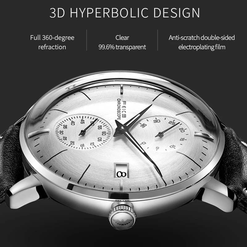 FEICE ساعة ميكانيكية أوتوماتيكية للرجال 35 ساعة احتياطي الطاقة باوهاوس ساعات مقاوم للماء مرآة مقببة ساعة عادية FM212 #6
