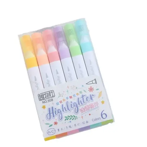 färger pastellfärgade överstrykningspennor set pensel fluorescerande markörer överstrykningspennor konstmarkör japansk söt kawaii brevpapper 8 best sales mini-överstrykningspennor - №4
