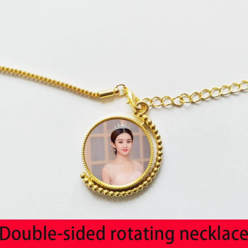 Personalized Custom Double-Sided Photo Necklace, 360° Rotating Personalized Photo Necklace, Personalized Photo Gift