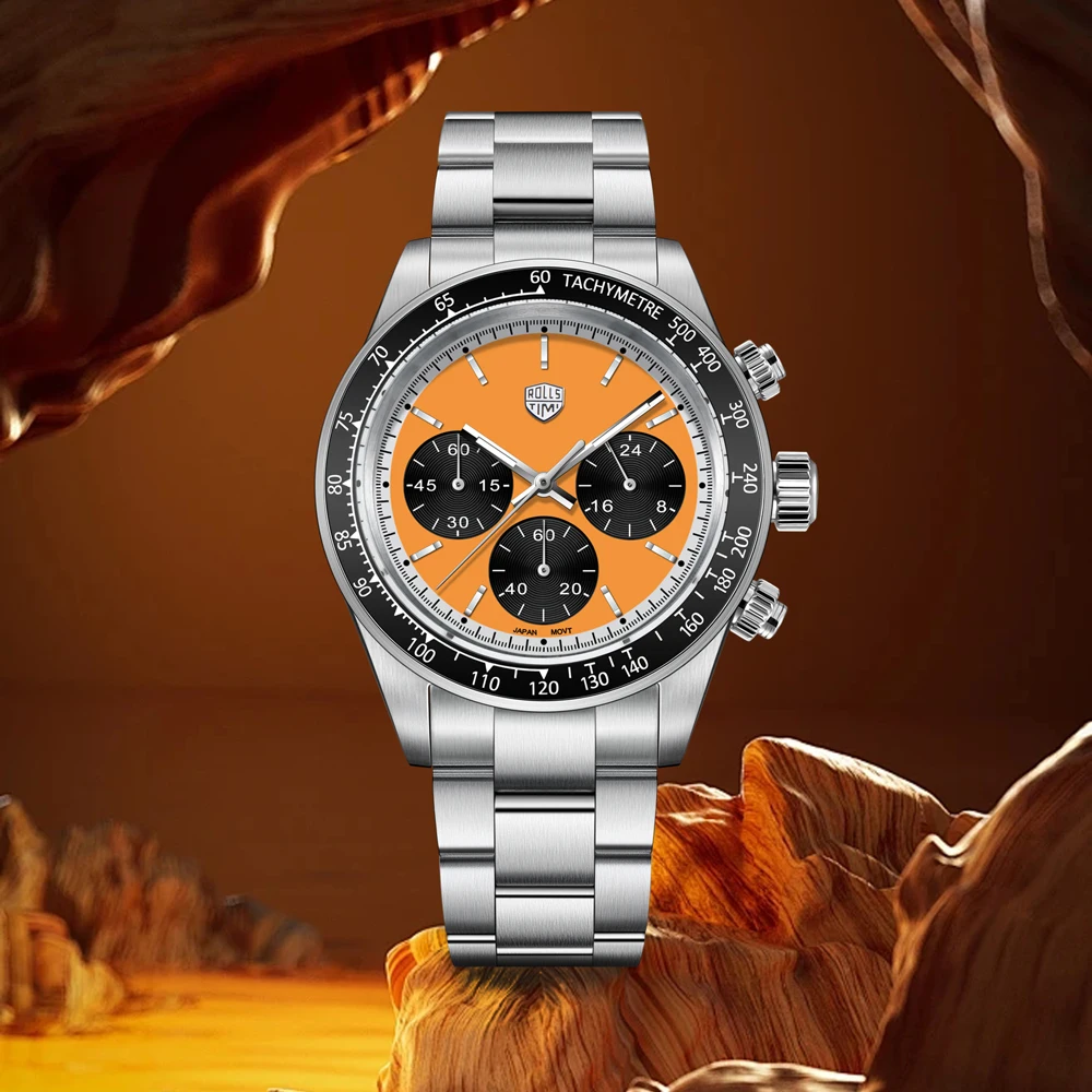 

Men's Watches RollsTimi new watches Men's brand luxury Quartz watches men's chronograph AR sapphire mirror 100 meters waterproof