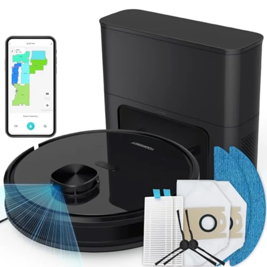 Robot Vacuum Cleaner with Mop Self Emptying 70 Days Hands-Free 2.5L Self Emptying Station Lidar Navigation WiFi App Alexa Carpe