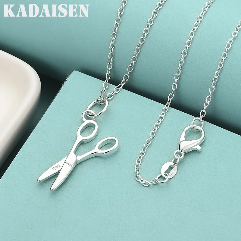 

925 Sterling Silver Scissor 16-30 Inch Pendant Necklace For Women Wedding Engagement Party Fashion Jewelry