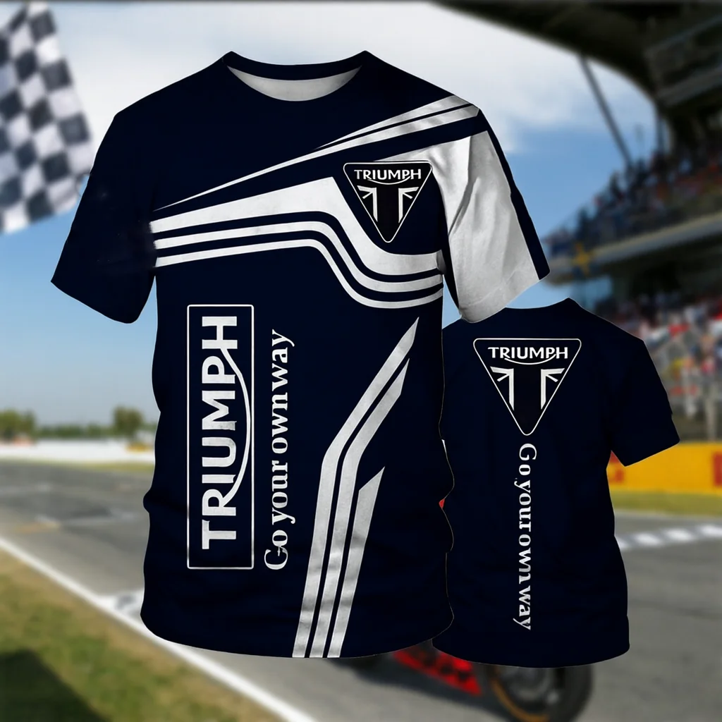 

Triumph Motorbike Rider T-shirt Short Sleeve Fashion Casual Quick Dry Top Comfortable Sportswear for Racing Enthusiasts