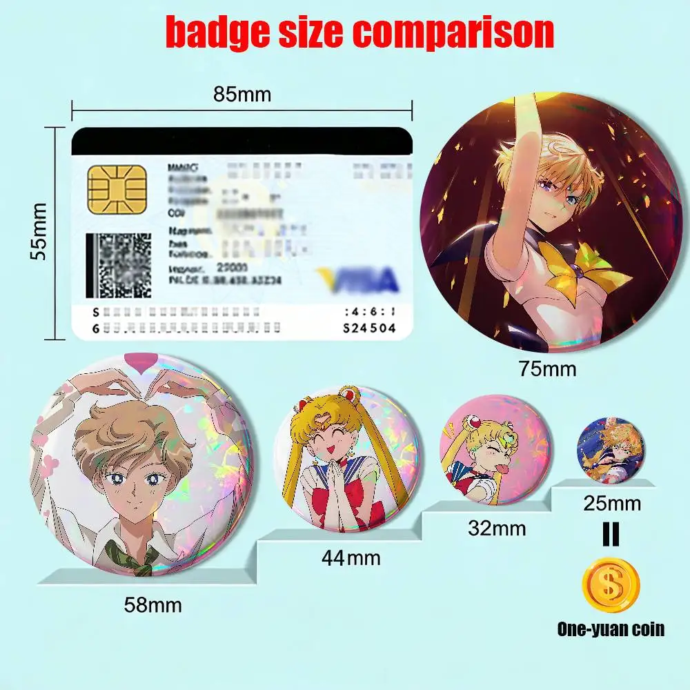 Haruka Tenoh Sailor Moon Uranus Badges Badges On Backpack Jacket Cartoon Round Brooches  Acrylic Button Pins Collection Gifts