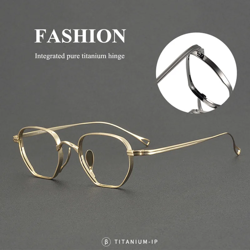 ROGBAE オーバルメガネフレーム男性レトロデザイナーチタン眼鏡 KMN-9919 ヴィンテージ高級ブランドファッション眼鏡女性眼鏡