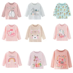 Little maven 2024 Girls Long Sleeve Shirts Autumn Animal Print Children Clothing Baby Kids  Tops Tees T Shirt