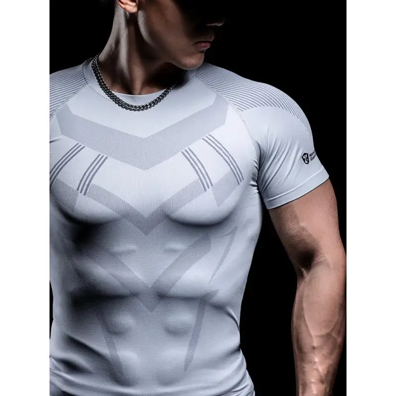 DROZENO Sports Short-sleeved Men's Comprehensive Training One-piece Knitting Tight-fit Quick-dry