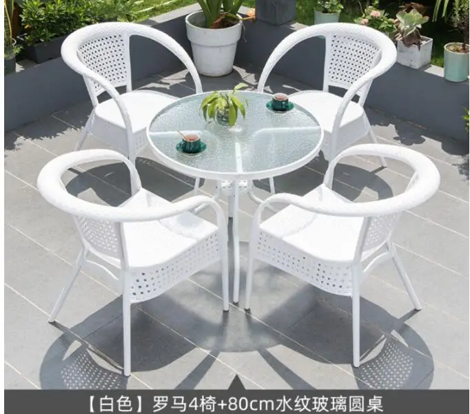 

Outdoor Table and chair Courtyard umbrella with sun umbrella casual non-rattan chair three-piece set balcony tea Table and chair