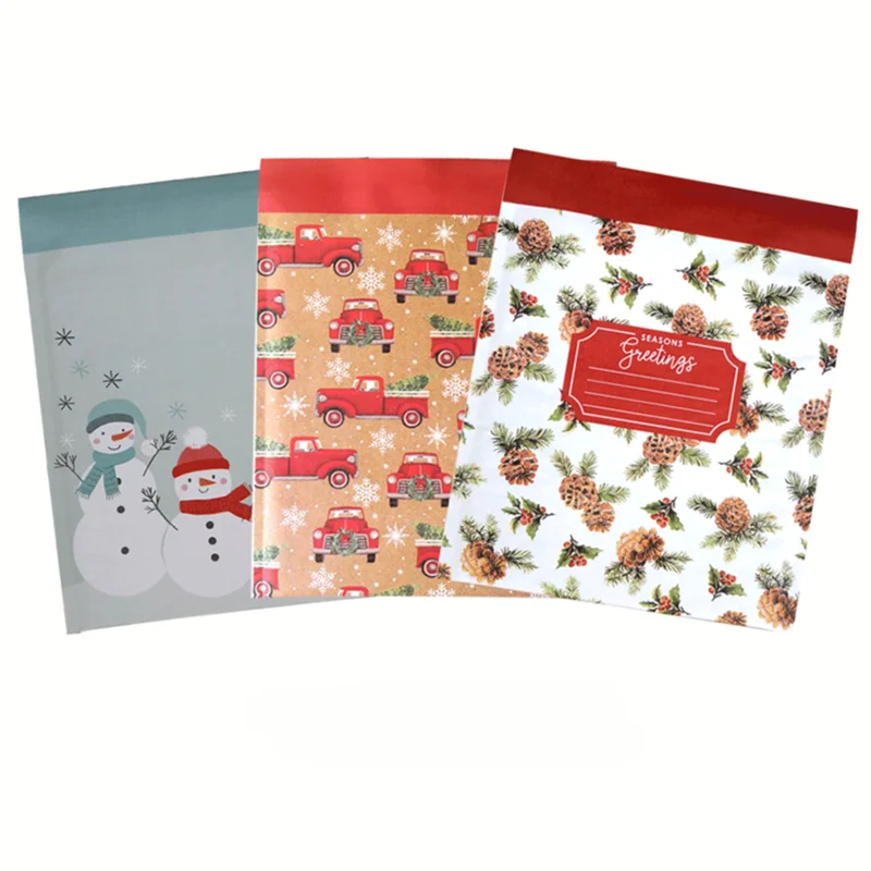 Snowman Print Bubble Bags, embalagem impermeável Gift Pouches, adesivo auto-selo, Mailers Shipping Envelope, 27.5x28.5cm, 50Pcs