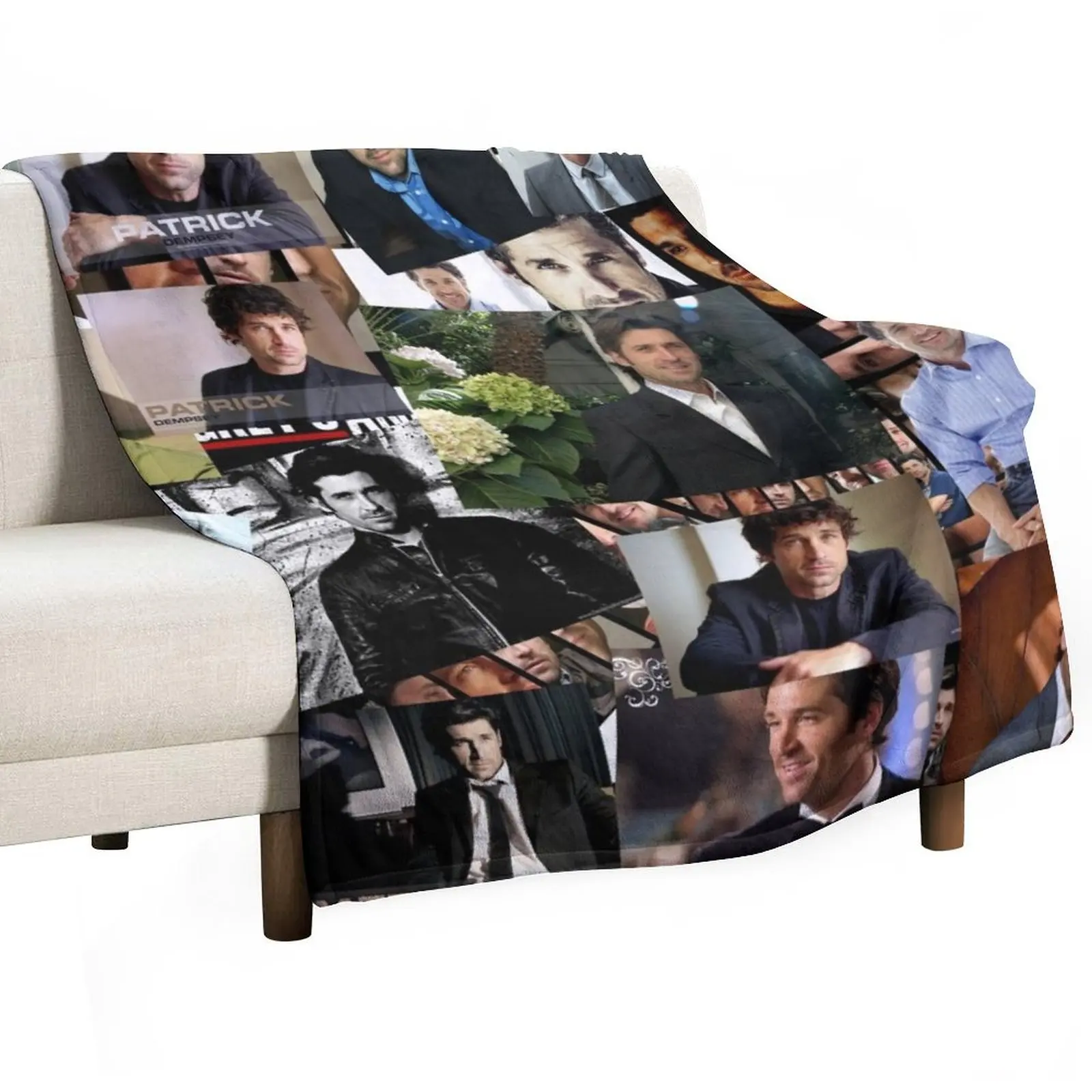 

Patrick Dempsey Abstract Collage Throw Blanket Cute Plaid Hairys blankets ands Blankets