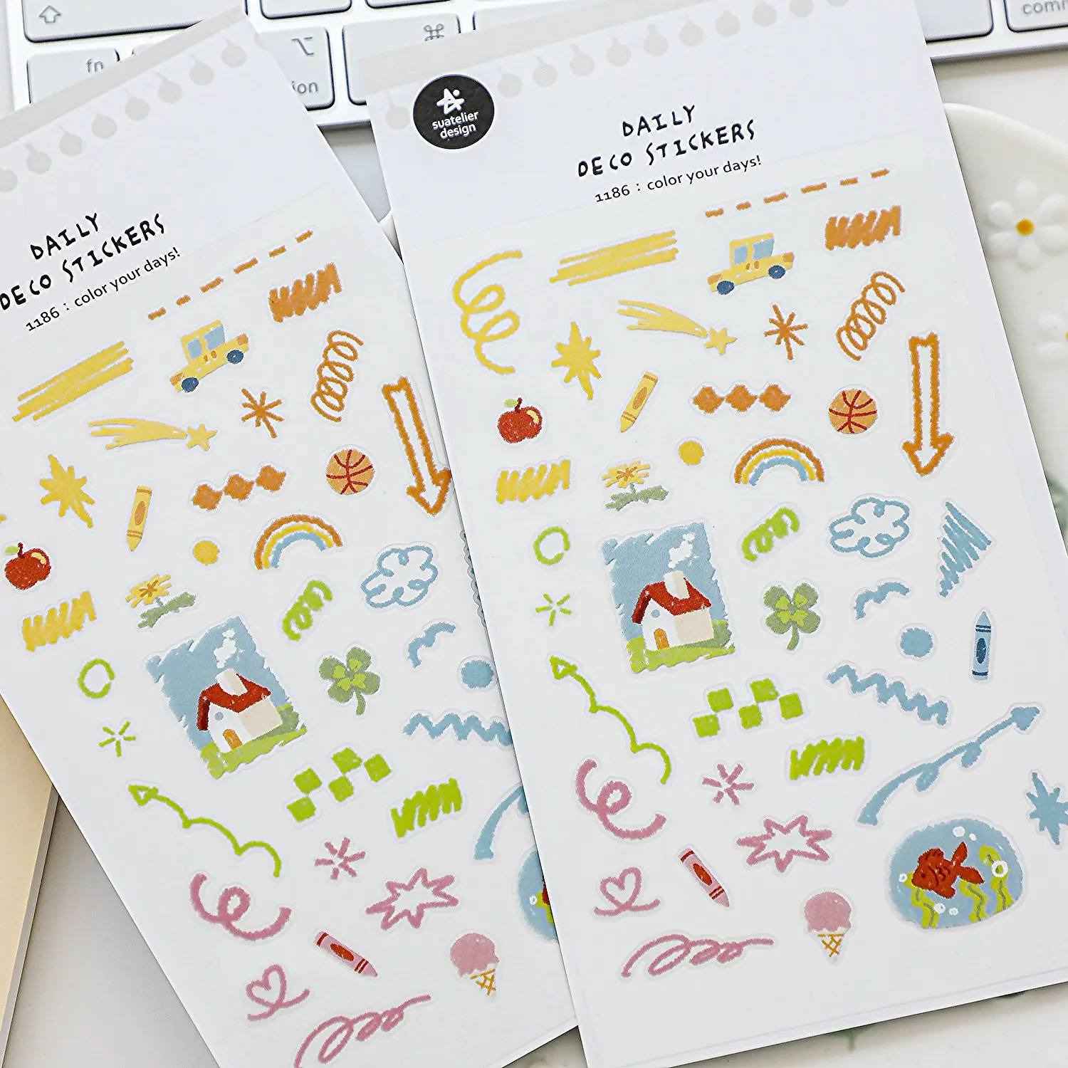 Korean Import Suatelier Color Your Days PVC Stickers Scrapbook Decoration Stationery DIY Stickers School Office Supply 1186