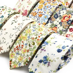 Pretty Lovely Floral Pattern Tie Cotton White Green Necktie For Wedding Business Party Daily Dress Decoration Accessories Gifts