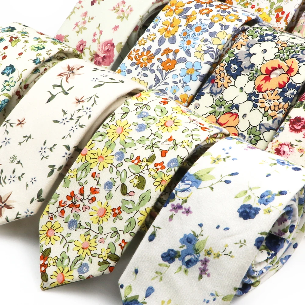 Pretty Lovely Floral Pattern Tie Cotton White Green Necktie For Wedding Business Party Daily Dress  Decoration Accessories Gifts