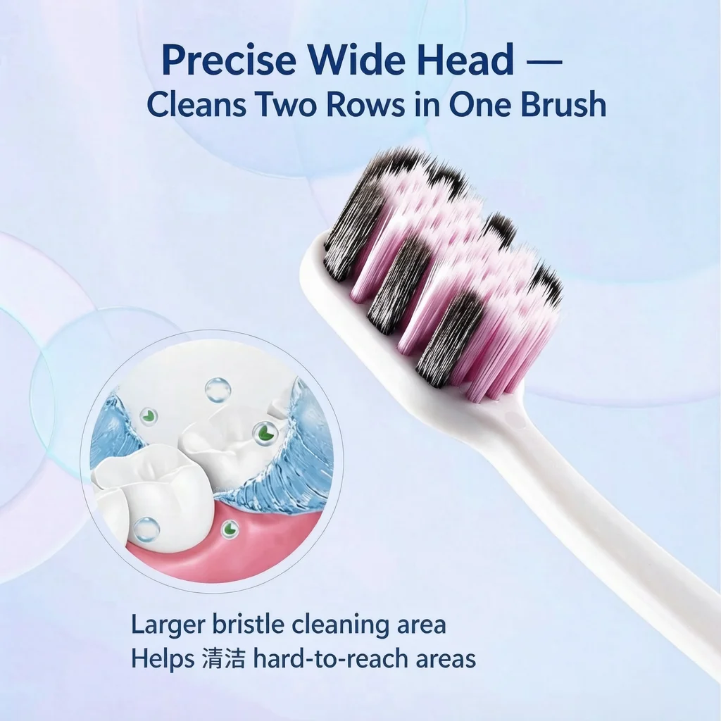 Shuke Wide-Head High-Density Rotating Toothbrush for Adults, Men and Women, Couples, Soft Bristles, Family Pack, Home Use, Combo Pack, Gum Care