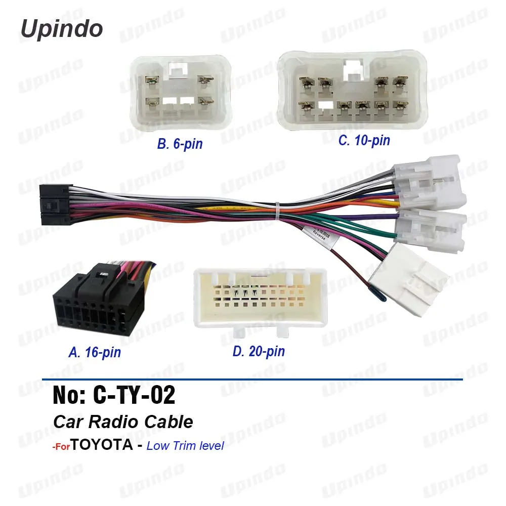 Car Radio Cable Android Multimedia Player Connector 16 Pin Power Wiring Harness for TOYOTA Corolla Fortuner RAV4 VIOS YARIS