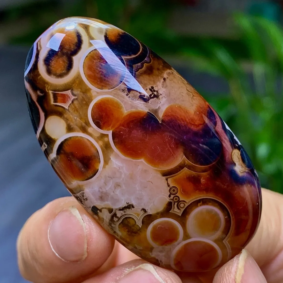 4PC Decor Stone Banded Agate Palm Stone, Tumbled Polished, Colorful Pattern, Table Decor, Natural Stone, Crystal Collection